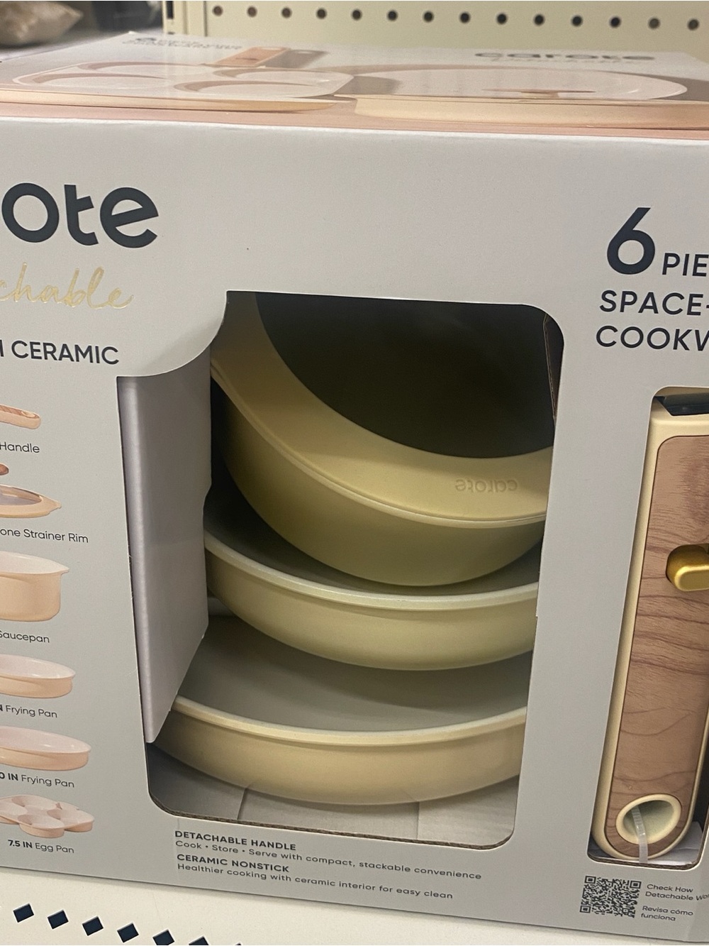 6-Piece Stackable Ceramic Cookware Set in Soft Yellow